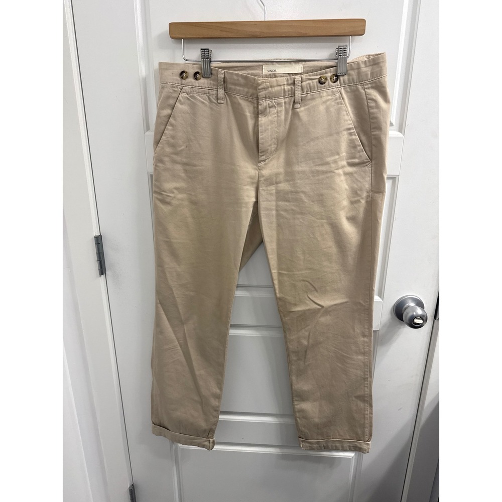 Vince Khaki Tan Cotton‎ Chino Pants Straight Leg Cuffed Size 28 Made in USA